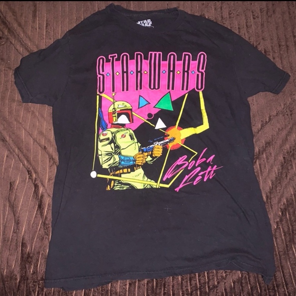 Disney Star Wars Boba Fett black retro graphic short sleeve tshirt size medium